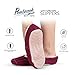 Pembrook Ladies Cable Knit Slippers - Cherry - Medium (7-8) - Ballet Style with Non-Skid Sole - Faux Shearling Lining and Suede Sole - Great Plush Slip On House Slippers for adults, women, girls