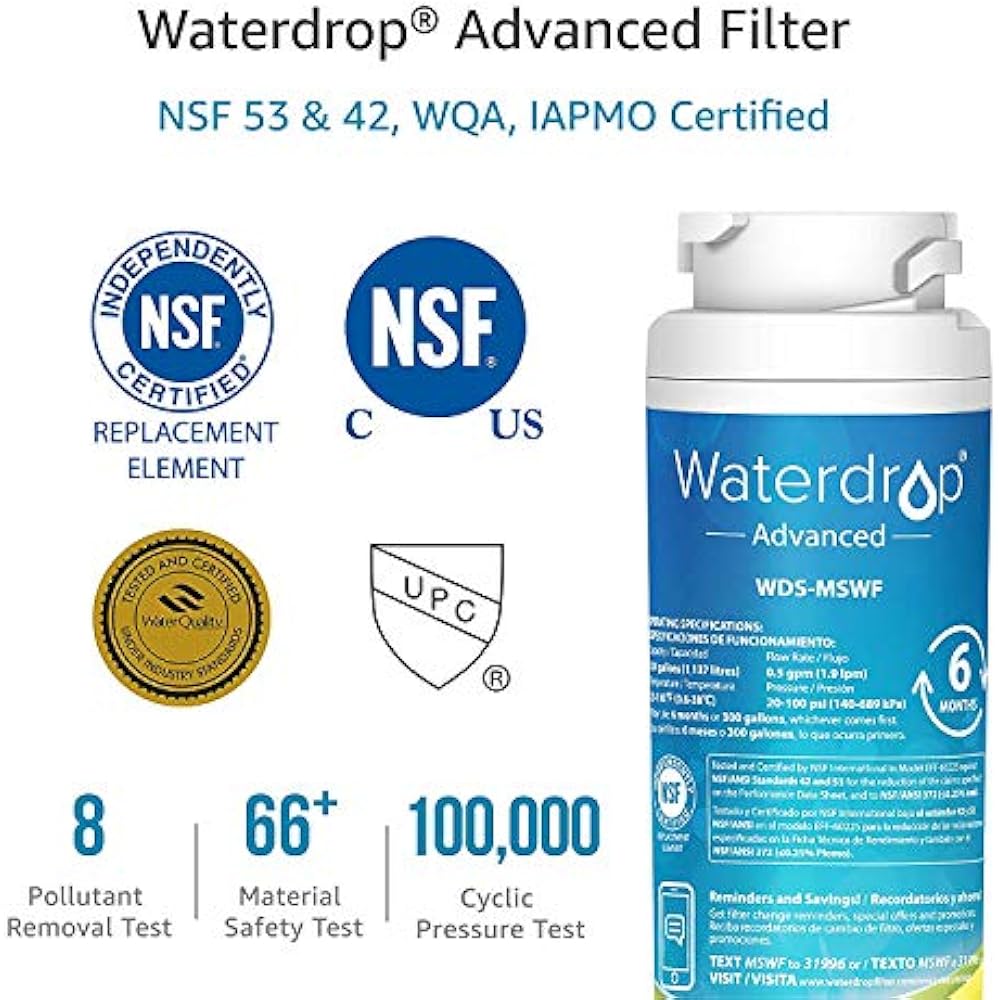 NSF Water Filters 53"42 Certified Refrigerator Filter, Compatible GE