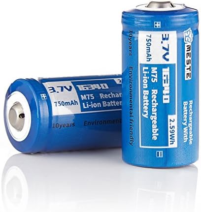 MESTE 2PACK Rechargeable CR123A 16340 battery 3.7v 700mAh RCR123A Li-ion Batteries(M70 Limited Time Offer)