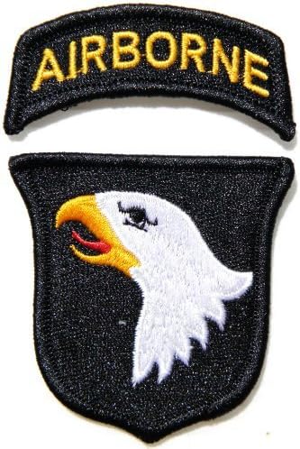 2.5"x 2.5" / Tab 2.5"wide x1" 101st AIRBORNE DIVISION USAF US Army Military Pilot Logo Tab Jacket Uniform Embroidered Sew Iron on Patch