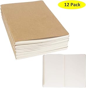 12 Pack Journal Notebook Blank Sketch Notebooks for Travelers, Students, Office - Memo Diary Subject Notebooks Planner - A5 Size, 8.26”x5.5”, 60 Blank Pages/30 Sheets By ZMYBCPACK