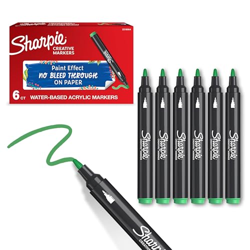 Sharpie Creative Marker Acryl-Farbstifte | Wasserbasierte Farbmarker mit Rundspitze | Bastel- & Kuenstlerbedarf | Gruen | 6 Stueck