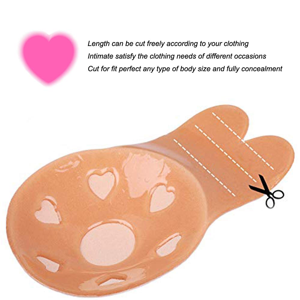 Women Breast Lift Nipplecovers Bra - Strapless Backless Invisible Breast Covers with Rabbit Ear Shape Wedding Dresses Bra Beige M