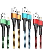 iPhone Charger Cable 4Pack-1.5/3/6/6FT,Durcord iPhone Charger Cord MFi Certified Lightning Cable,Fast iPhone Charging Cord Nylon Braided Compatible iPhone 11/ XS/Max/XR/X/8/8P/7/7P/6/SE/iPad/iPod