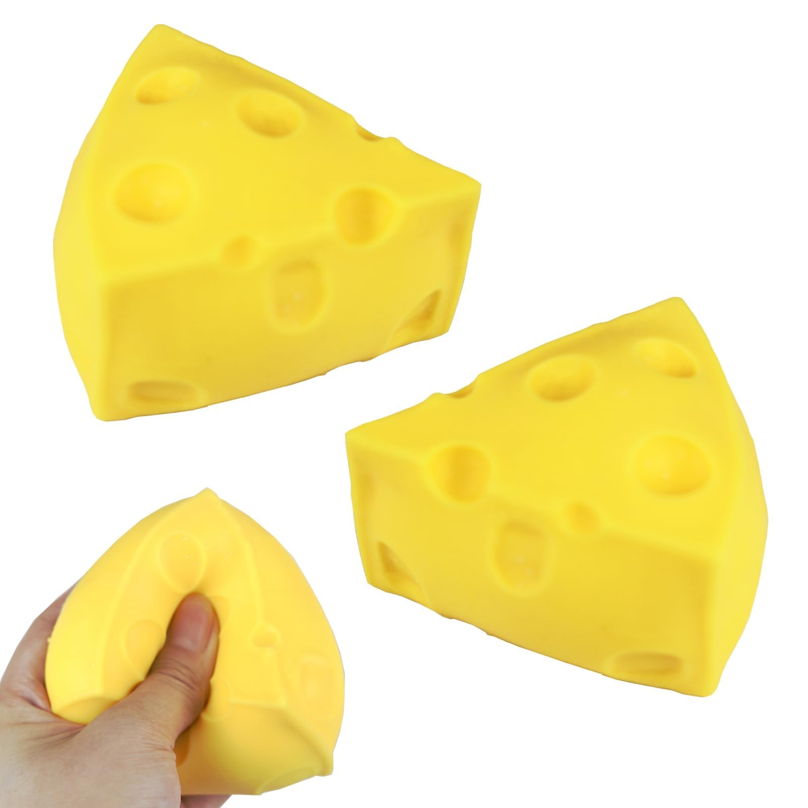 Photo 1 of 2 Pcs Cheese Squishy Cheese Stress Ball Squeezing Stress Relief Toy for Birthday Gifts Party Decoration Favors for Women Men Adults 18+