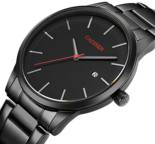 VOEONS Mens Watches Clearance Black Stainless Steel Watch Analog Quartz Wrist Watch for Men reloj de mujeres