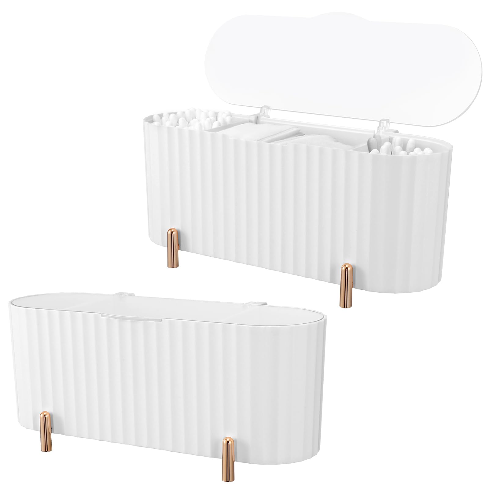 Beavorty 2pcs Cotton Swab Holder Cotton Ball Canister Beauty Egg Holder Balls QTip Canisters Bathroom Vanity Countertop Storage Organizer for and Swab, Pad
