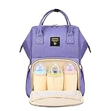 SUNVENO Diaper Bag Backpack Maternity Nappy Changing Backpack Large Waterproof Insulated Mommy Bag Travel Backpack Nursing Bag for Baby Care (Purple)