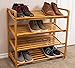 BIRDROCK HOME 4 Tier Bamboo Shoe Rack - Home Storage Wood Organization - Natural Durable Environmentally Friendly Organizer - Closet Cabinet Shelves Shelf - Fits 9-12 Shoes