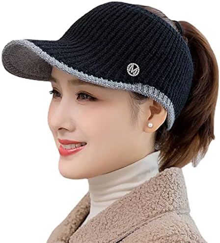 YUSSTAR Open Beanie with Earflaps Visor Brim Bun Ponytail  display picture 3