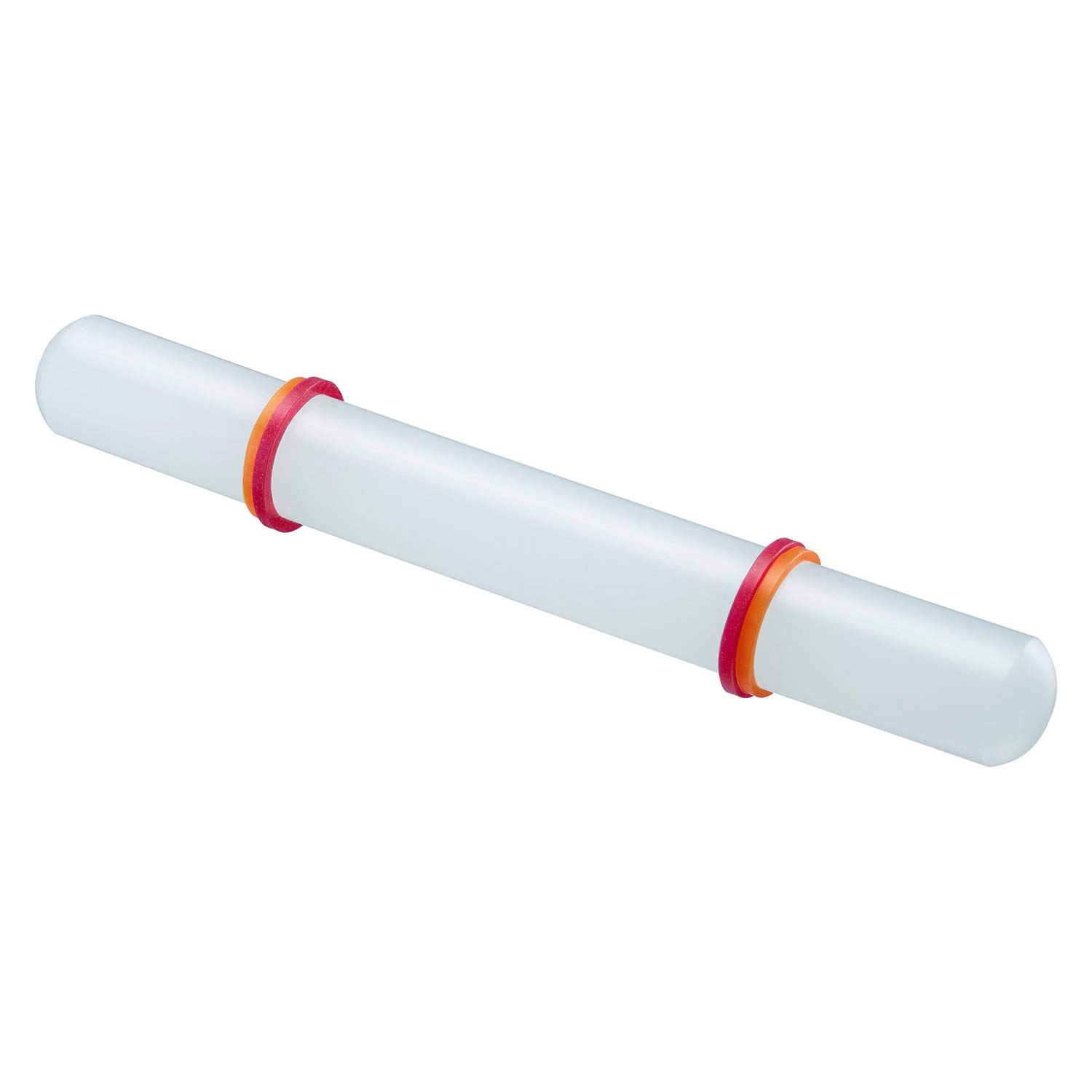 Westmark Rolling Pin, With Distance Rings, Length: 22.2 cm, Plastic/Silicone, White/Red/Orange, 30462280