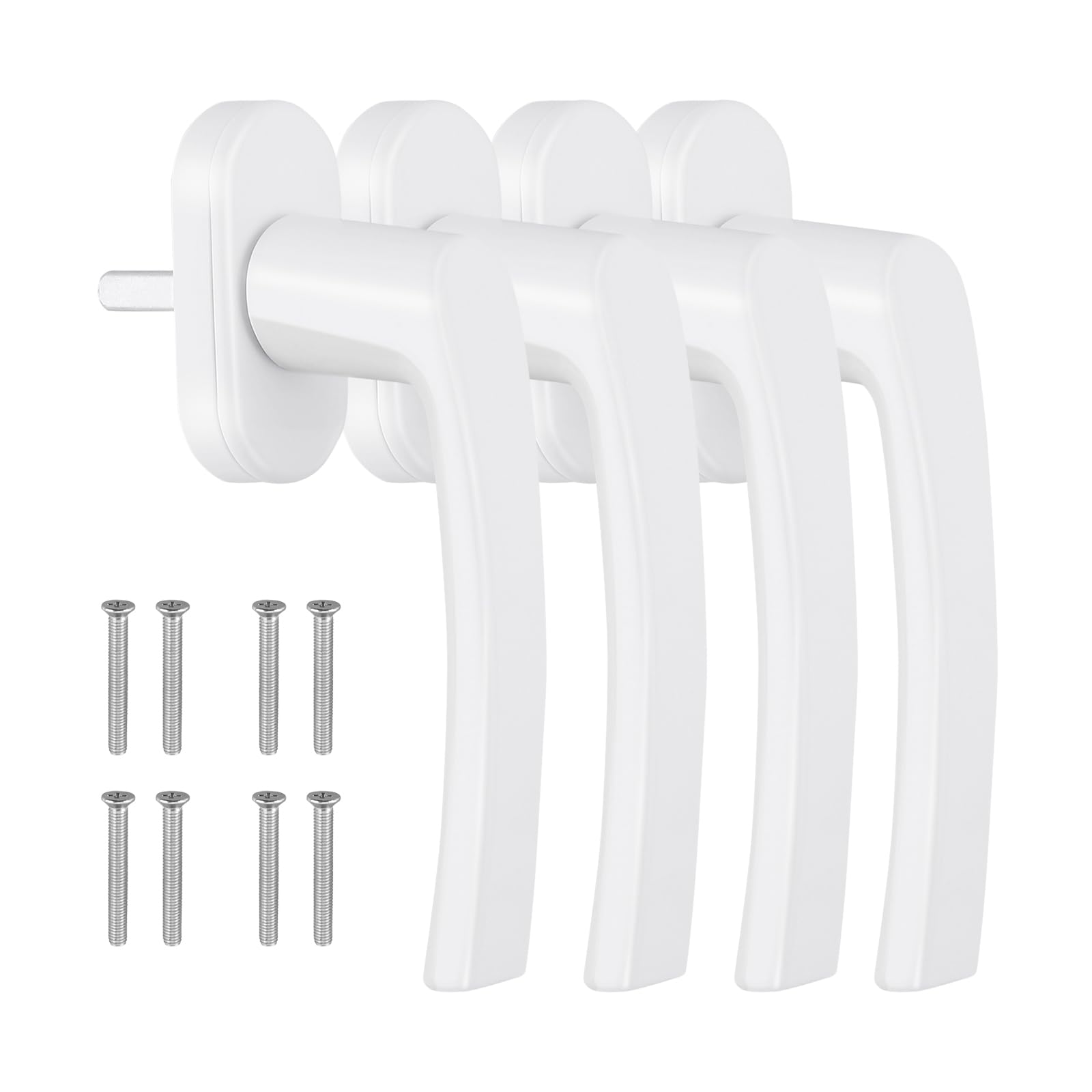 LAVCK Window Handles, White, Pack of 4 Window Handles, Aluminium Window Lock, Balcony Door Handle without Lock Cylinder, in Pin Length 35 mm, Door Handles with Screws for Windows, Patio Doors and