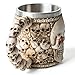 Viking Horn Drinking Cup Skull Coffee Cup Halloween Beer Mug for Men, Stainless Steel Mug Novelty Bar Coffee Cup Collection for Nordic Home Decor