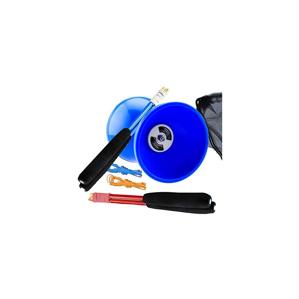 MAGICYOYO Pro Triple Bearing Diabolo Medium Size 5” Blue Chinese Yoyo Toy with 2 Pair Carbon