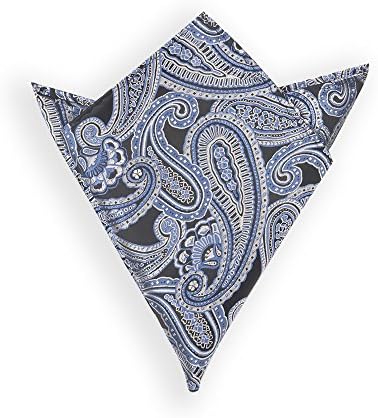 SelectedStyle 100% Woven Microfiber Pocket Square With Blue Paisley Floral Pattern for Father's Day Gift