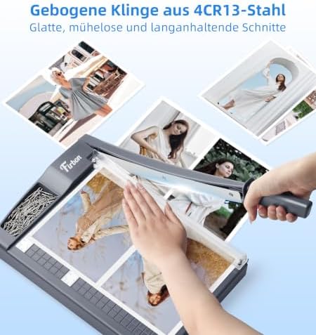 12" Guillotine Papierschneider,Schneidemaschine, Hebelschneider 12 Blatt Schneidleistung (80g A4) Mit Sicherheitsvorrichtung und Klingenarretierung für Karton, Fotos, Büro, Schule, Studio