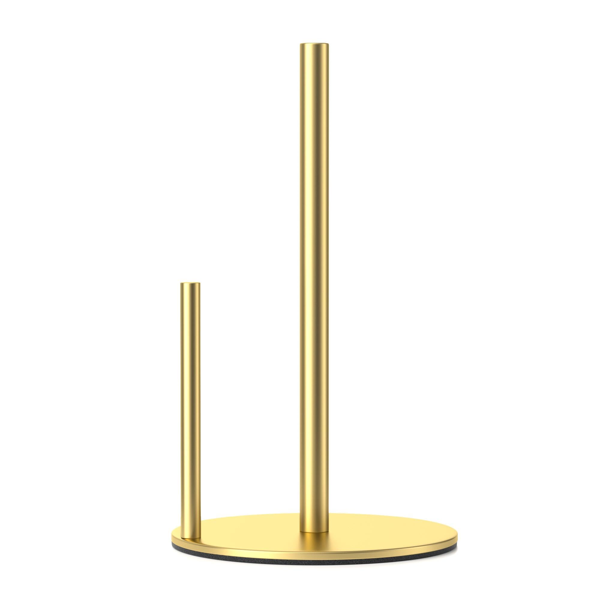 Paper Towel Holder Gold Kitchen Roll Holder, Premium Stainless Steel Kitchen Paper Holder For Kitchen Roll Organize, One-Handed Operable Countertop Roll Dispenser With Weighted Base