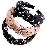 Designer Letter Print Headband for Women,Demoki Fashionable Classical Cross Knot Hairbands Hair Hoops with cloth wrapped for Girls 3Packs