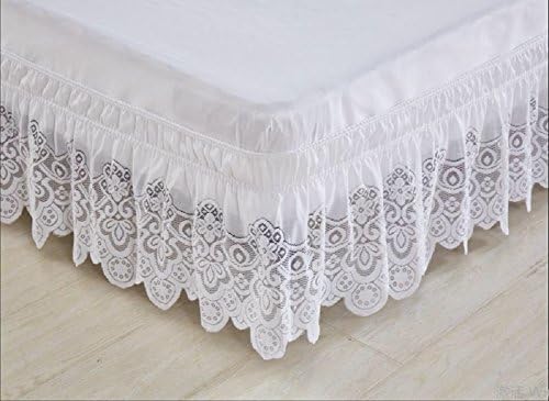 hxxkactLace Wrap around bed, Skirt elastic dust ruffle easy fit Wrinkle and fade resistant solid color hotel quality fabric 15inch Drop Queen-king Full Pins Twin-C 150x200cm(59x79inch)