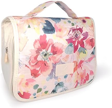 Ybester Hanging Travel Toiletry Bag Portable Organizer Cosmetic Makeup Bags Carry On Case (Pink Floral)