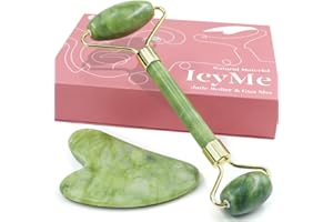 BAIMEI Jade Roller & Gua Sha, Face Roller, Facial Beauty Roller Skin Care Tools, Self Care Gift for Men Women, Massager for Face, Eyes, Neck, Relieve Fine Lines and Wrinkles - Green