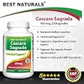 Cascara Sagrada 450mg 250 Capsules by Best Naturals -- Supports Healthy Intestinal Health -- Manufactured in a USA Based GMP Certified Facility and Third Party Tested for Purity. Guaranteed!!