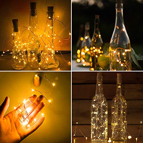 Wine Bottle Lights, 16Packs of LED Copper Wire Light Battery Operated Colourful Fairy String Light for DIY Bottles, Weddings, Christmas, Halloween 20 LEDs Decorative Cork Lights(78Inches Wire)