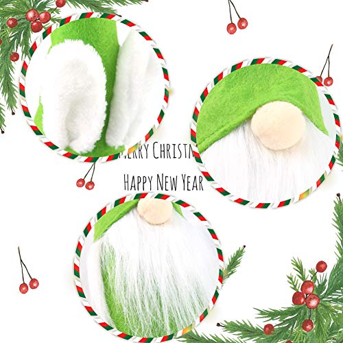 1Tomte Swedish Plush Santa Gnome, Green Bunny Gnome Handmade Scandinavian Tomte Santa Scandinavian Gnome for Christmas Santa Decoration Table Decor