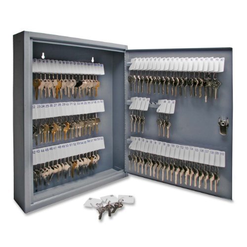 S.P. Richards Company  Secure Key Cabinet, 14 x 3 x 17-1/8 Inches, 110 Keys, Gray  (SPR15604)