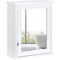 ALIMORDEN Medicine Cabinet Wall Mounted Storage Cabinet with Single Mirror Door & Adjustable Shelves, Wall Cabinet for Bathro