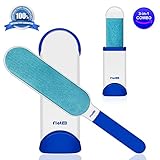 FlatLED Pet Hair Remover, Pet Hair & Lint Remover, Fur Remover Fur Cleaning Tool Travel Size with Self Cleaning Base Double-Sided Brush For Furniture, Clothes, Couch, Carpet, Car Seat and Deshedding