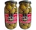 Tassos Double Stuffed Jalapeno-garlic Super Mammoth Greek Olives, 35.27 Oz ( 2 JARS )