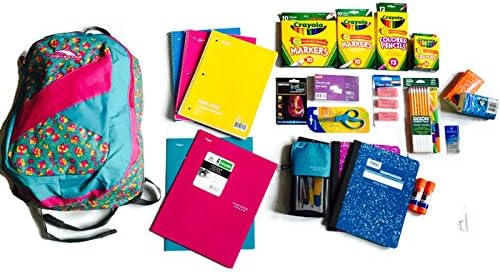 Kindergarten, 1st, 2nd, 3rd, 4th and 5th Grade Crayola and High Sierra Backpack Back-to-school Supplies Bundle | Pink &amp; Teal/Turquoise