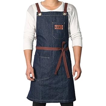 Download Weeyi Denim Apron with Cross Back Strap Large Pockets for ...