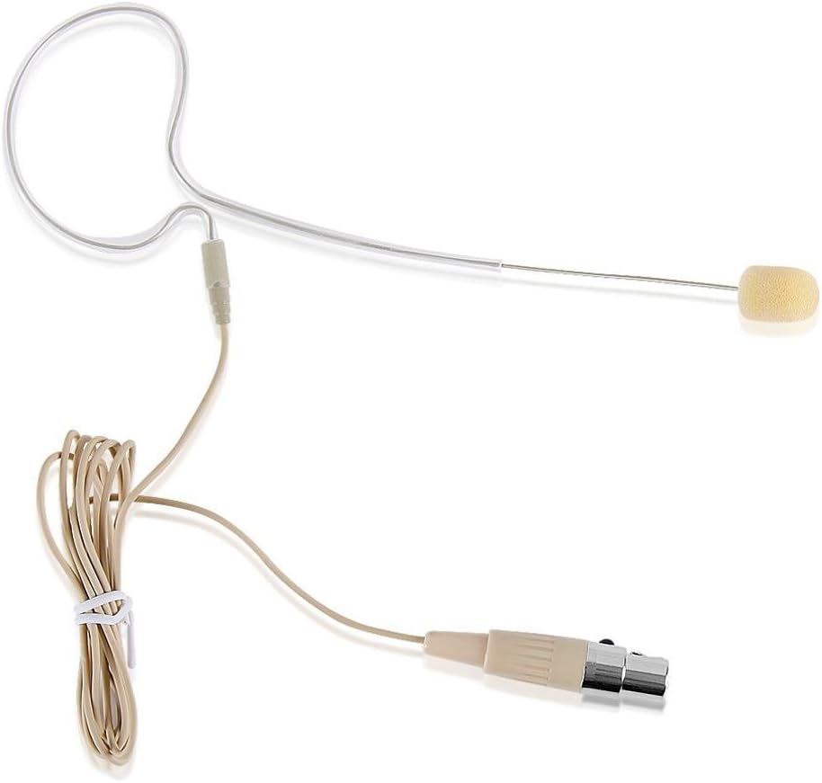 HYSTOU AUTDXRL-L 4 Pin Mini XLR in Ear Back Electret Microphone - Portable Omnidirectional Wired Headset Pro Voice Audio Condenser Mic with 4*Windscreen - for Shure System -Single Hook