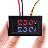 Eiechip LED Digital Voltmeter Ammeter, Mini DC Digital Multimeter 100V 10A, Blue Red LED Amp Dual Digital Display Volt Meter 