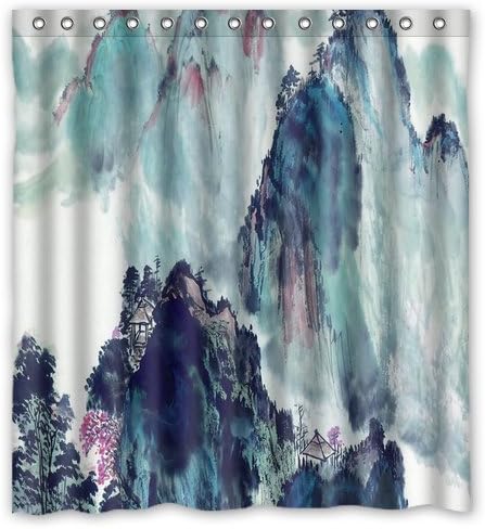 Brand New Stylish Design Chinese style landscapes ink Shower Curtain Bathroom Waterproof Drapery/Panels/Treatment Polyester 66"(w) x 72"(h) Inches
