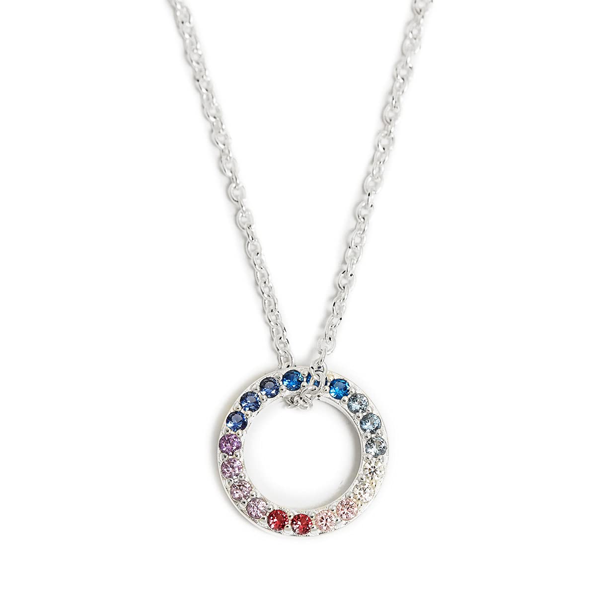 Annie Oak Womens 925 Silver Eternal Rainbow Circle Princess Length Necklace