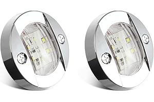 Partsam 3inch Round Navigation Light Chrome Boat Marine LED Transom Mount Stern Lights Surface Mount(Pack of 2)