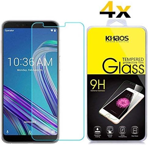[4-Pack] Screen Protector for ASUS ZenFone Max Pro M1, KHAOS Tempered Glass Screen Protector for ASUS ZenFone Max Pro M1 (ZB601KL) 9H HD-Clear Ant-Scratch Glass Protector