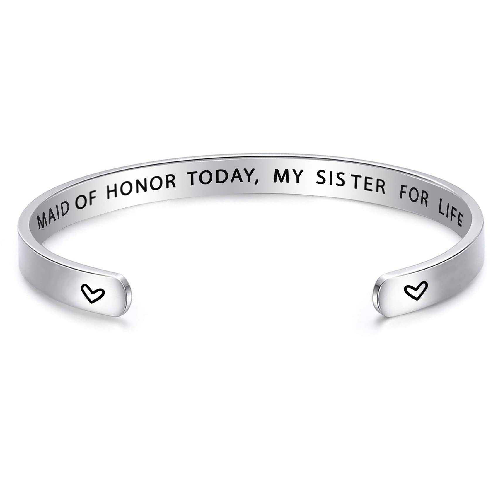 LParkin Bridesmaid Gifts My Maid of Honor Today My Sister for Life Bracelets For Bridesmaids Cuff Bracelet For Bridal Party Women Wedding Keepsake For Sister BFF Friends