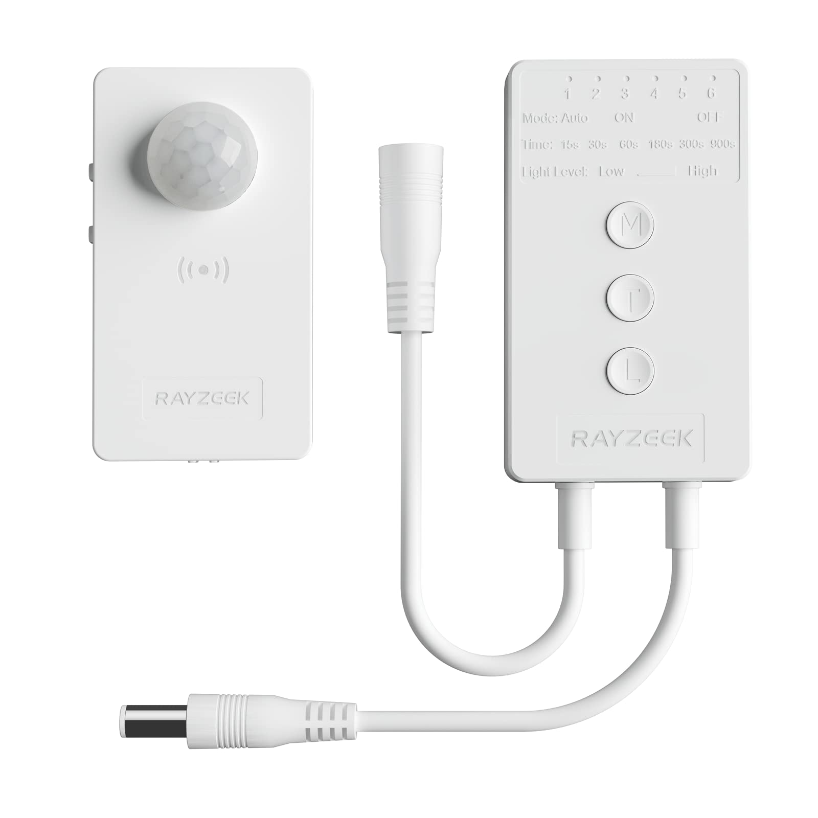 RAYZEEK Wireless Motion Sensor Controller Kit-No Wiring Mini PIR Sensor Switch 12/24VDC RF Controller with Dimmable,Timer for Stairway(1 ×Controller+1 ×Motion Sensor) LED lights are not included