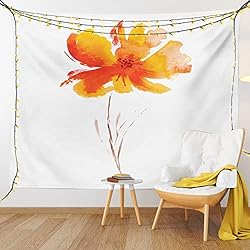 Ambesonne Watercolor Flower Tapestry, Single Poppy