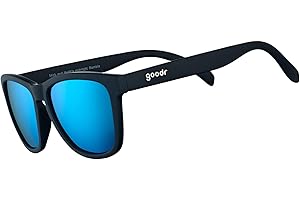 goodr Mick & Keith's Midnight Ramble Polarized Sunglasses for Men & Women, Medium Sized (OG), Black Solid Frame with Blue Mirrored Reflective Lenses, UV400 Protection, No Slip, No Bounce