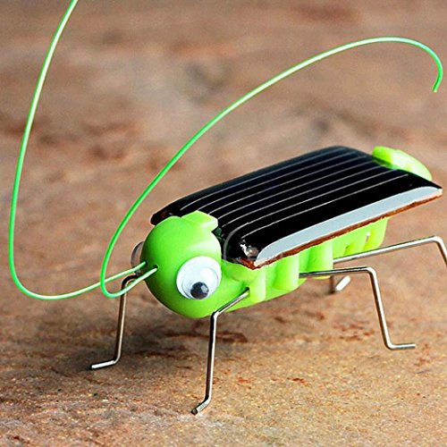 Quartly Solar Power Educational Energy Grasshopper Toys Gadget Kid Gift Novelty Solar Powered Fake Insects Animals Simulation Model Toy (A)