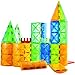 Mag-Genius Award Winning building Magnet Tiles Toy Clear Colors 3D Brain Building Blocks Set With All New Cylinder Design True 3D Building Blocks 141 + 2 bonus Piece Set With Bonus Storage Bin