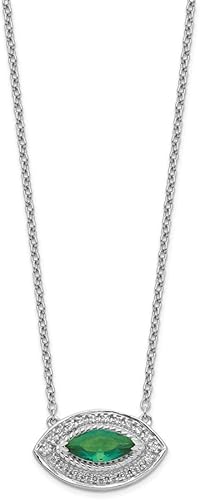 Amazon.com: 14k White Gold Diamond Green Emerald Chain Necklace Pendant