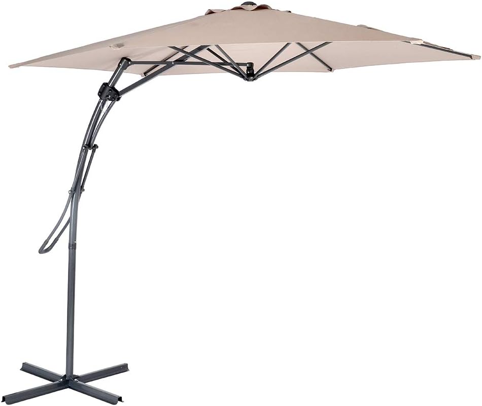 Amazon Com Myal 9ft Offset Patio Umbrella Outdoor Cantilever Umbrella Tan Garden Outdoor