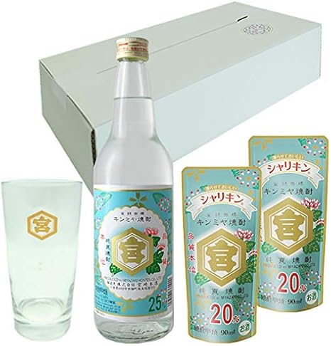 Amazon Co Jp 金宮 キンミヤグラス 4ml付 キンミヤ焼酎25度 600ml シャリキン90g 2 宮崎本店 タンブラー ギフトセット 食品 飲料 お酒