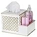 Creative Scents Diamond Lattice Tissue Box with Compartments Vanity Organizer, 2-in-1 Decorative Tissues Cover Square Resin Napkins Container for Bathroom, Countertop, Gift Boxed (White & Gold)